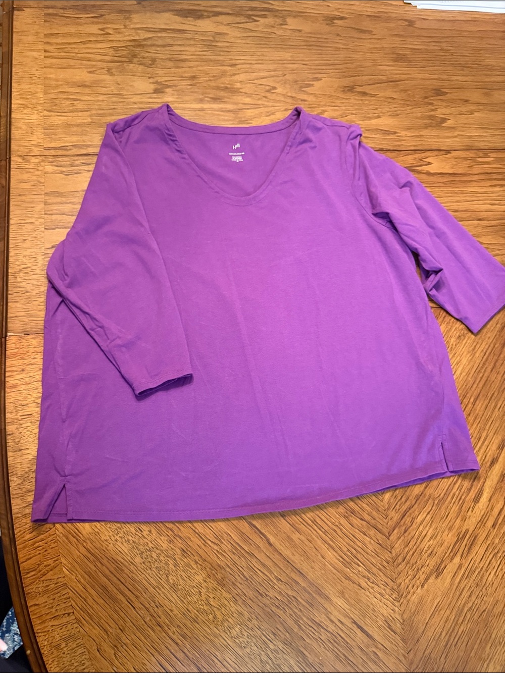J. Jill Purple V-Neck 3/4 Sleeve Top
